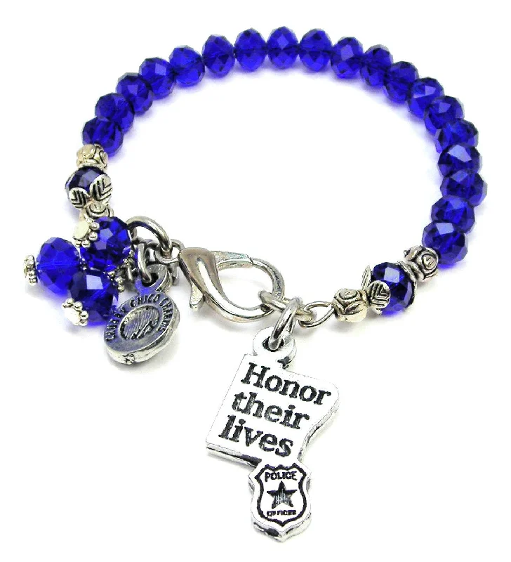 Honor Their Lives With Police Badge Splash Of Color Crystal Bracelet