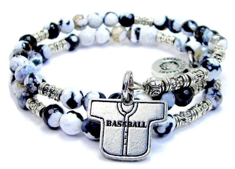 Baseball Jersey Agate Stone Microcrystalline Quartz Wrap Bracelet