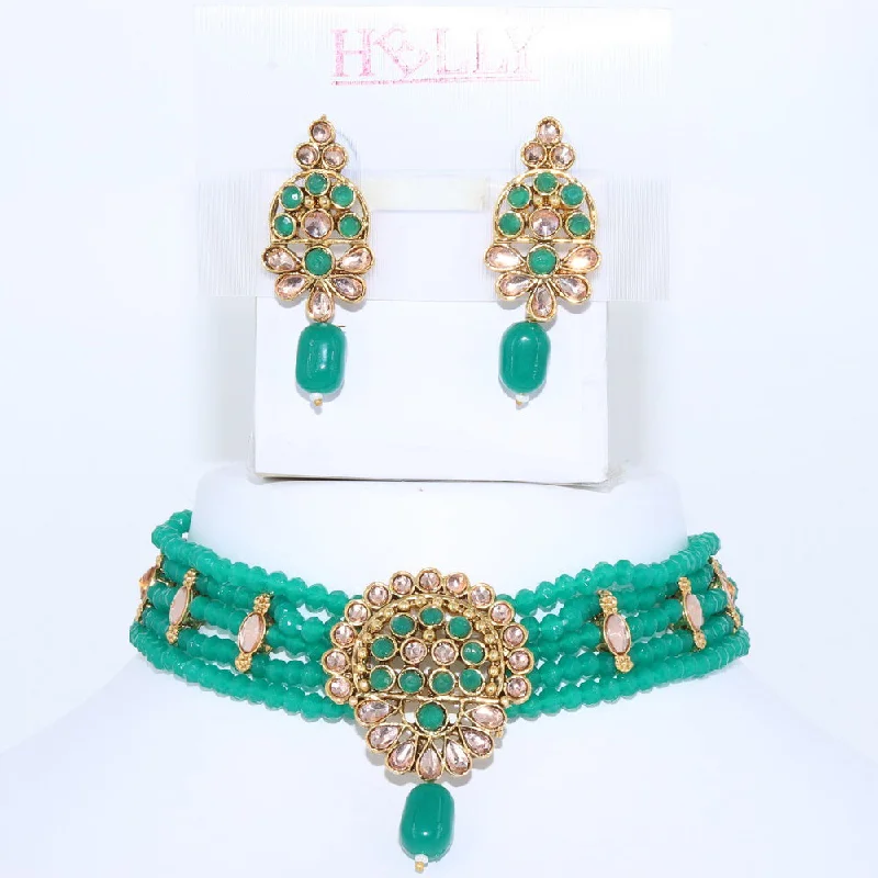 Corbeda Fashion Gold Plated Kundan And Pearl Choker Necklace Set