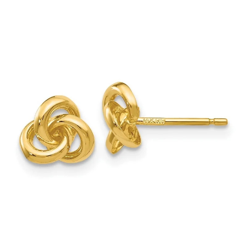 Curata 14k Yellow Gold Polished 7mm Love Knot Post Earrings