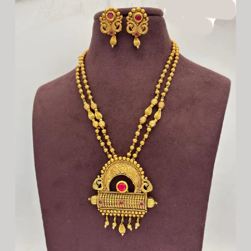 Jewel Addiction Gold Plated Pota Stone And Pearls Necklace Set