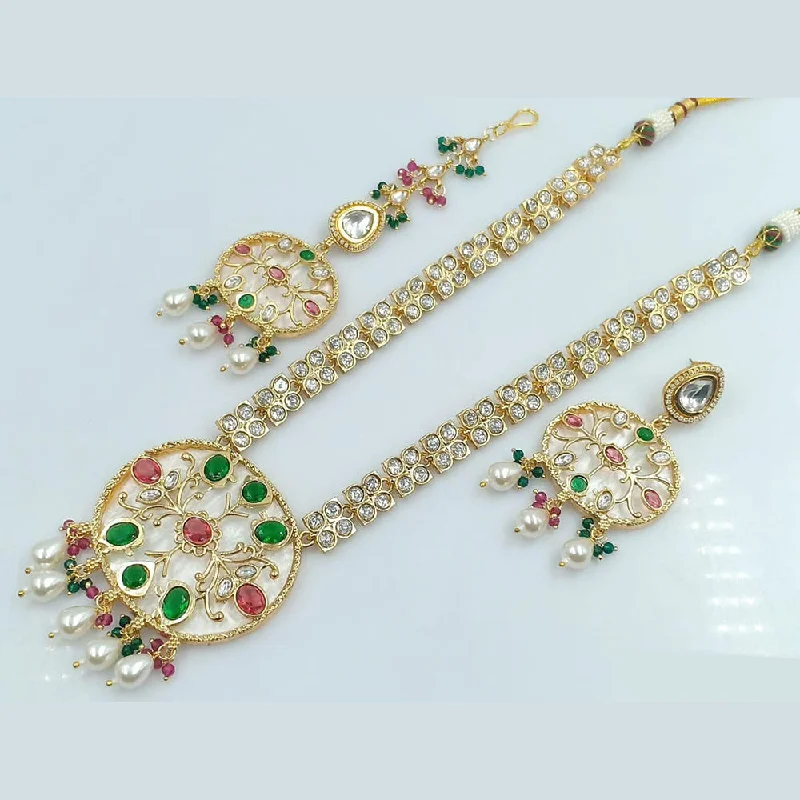 Rani Sati Jewels Gold Plated Kundan And Reverse AD Necklace Set