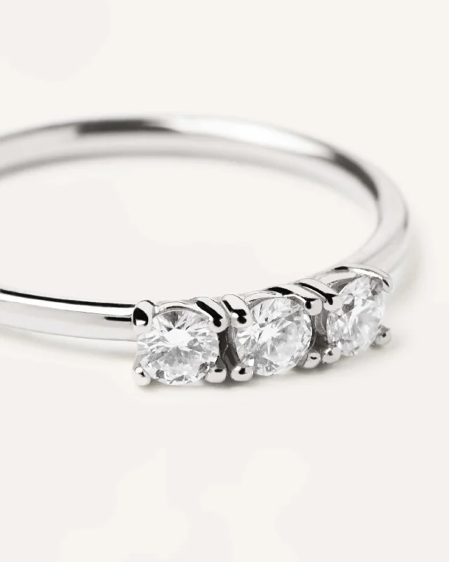 Diamonds and White Gold Trio Ring