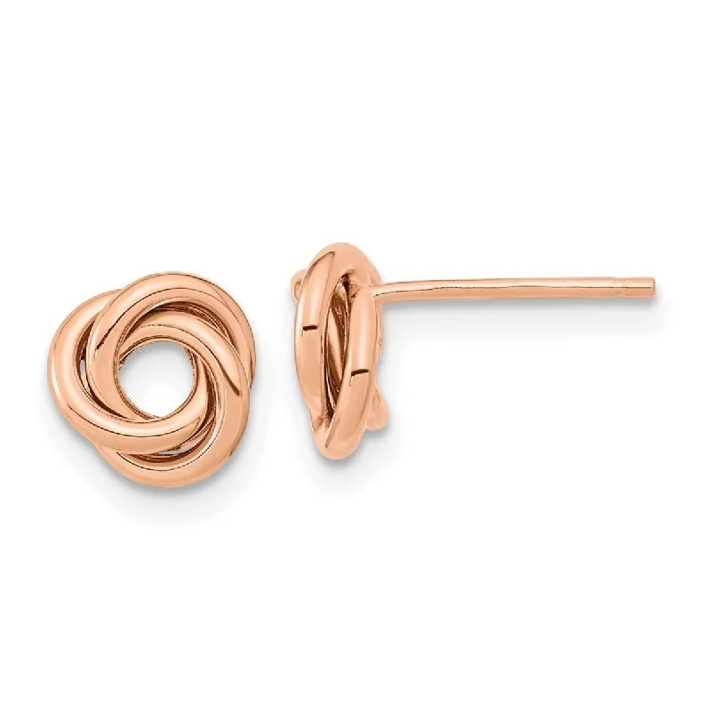 Curata 14k Rose Gold Polished 8mm Love Knot Post Earrings