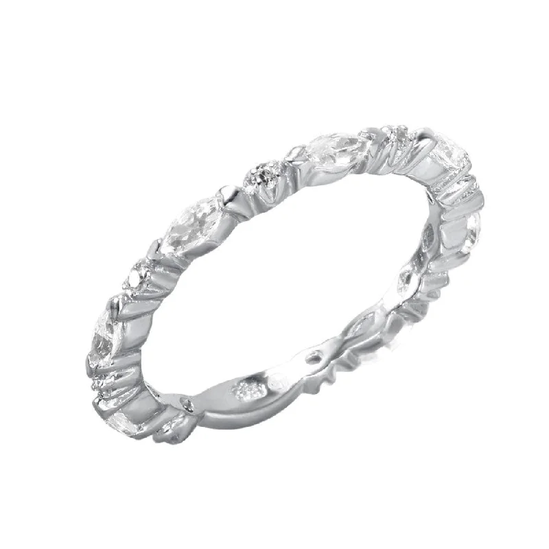 Silver 925 Rhodium Plated CZ Stackable Ring - STR00095