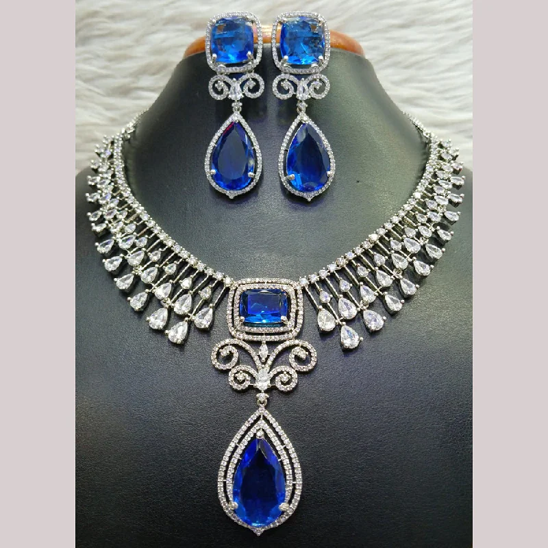 Jain Jewellers Silver Plated AD Necklace Set