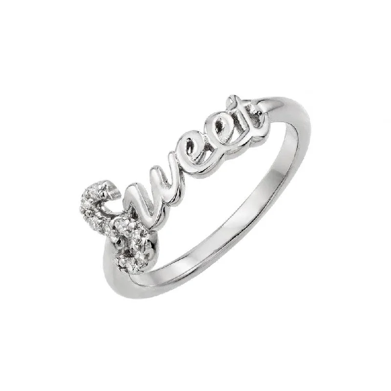 Silver 925 Rhodium Plated Sweet Ring - BGR00930