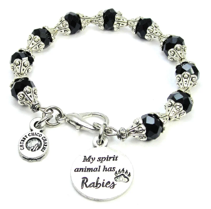 My Spirit Animal Has Rabies Capped Crystal Bracelet