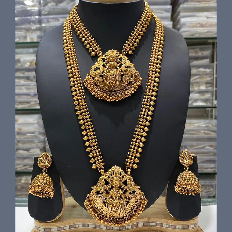 Manisha Jewellery Gold Plated Temple Double Necklace Set