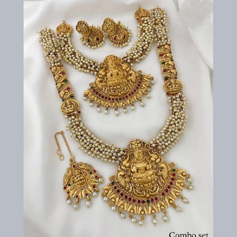 Manisha Jewellery Gold Plated Temple Double Necklace Set