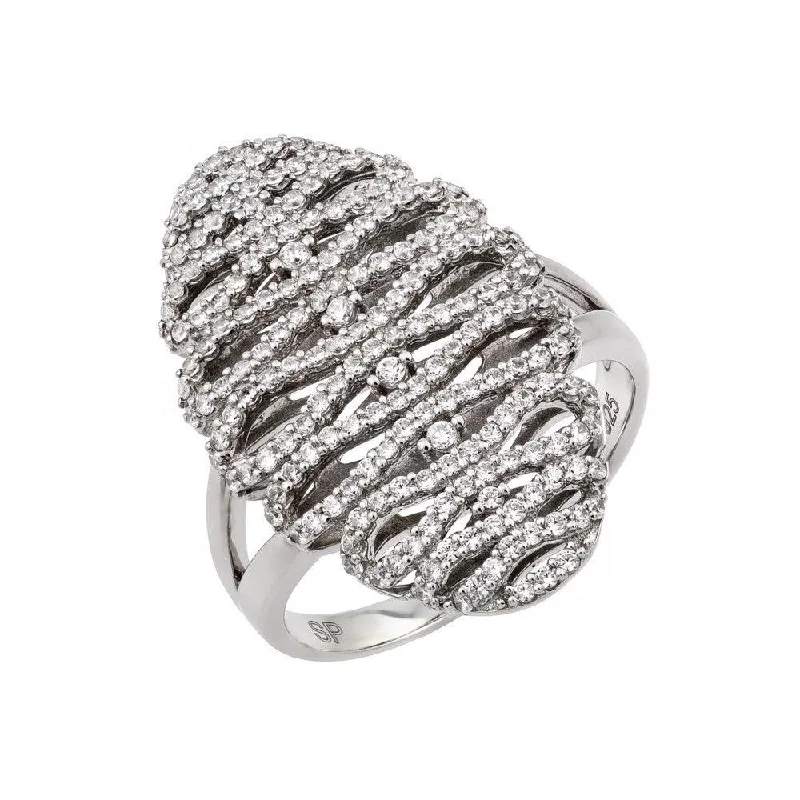 Silver 925 Rhodium Plated Micro Pave CZ Ring - GMR00024