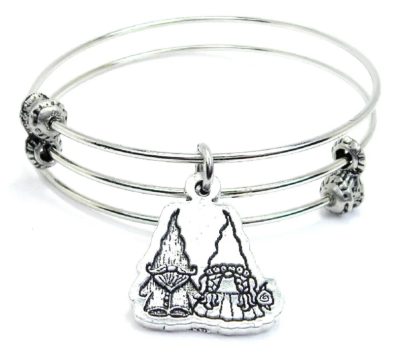 Yard Gnomes In Love Triple Style Expandable Bangle Bracelet