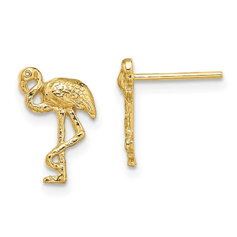 Curata 14k Yellow Gold Flamingo Post Earrings - 12.5x8.6mm