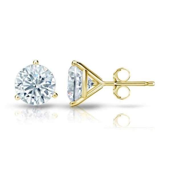 Auriya 18k Gold Certified 3.00 carat TDW 3-Prong Martini Round Diamond Stud Earrings