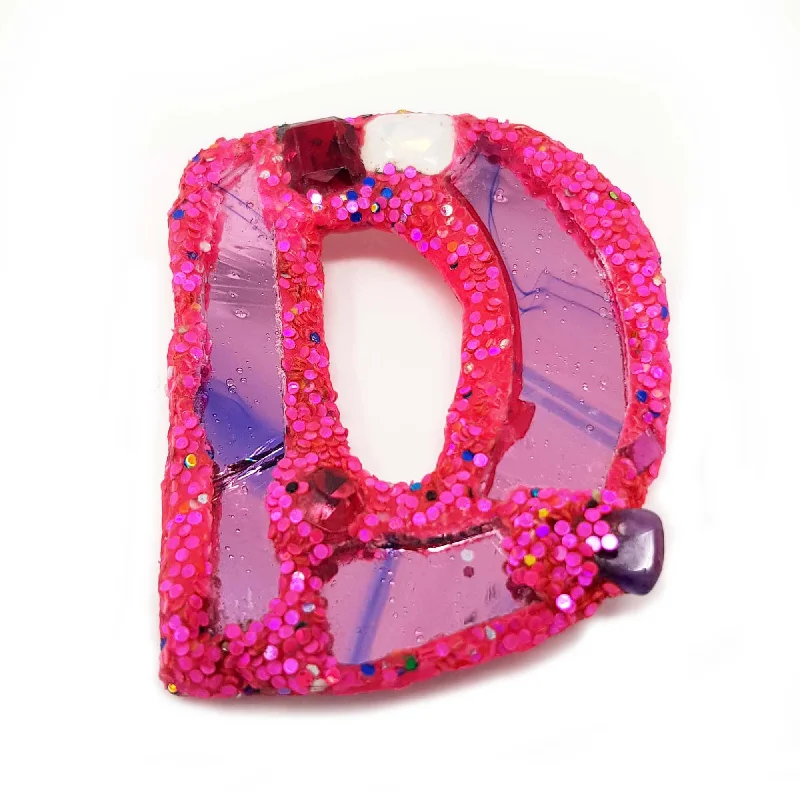 LETTER D - PINK BROOCH