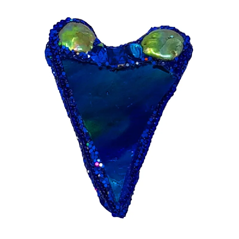 BLUE RIPPLED HEART BROOCH