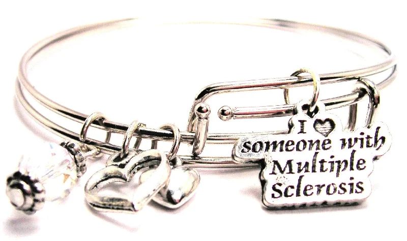 I Love Someone With Multiple Sclerosis Expandable Bangle Bracelet Set