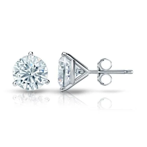 Auriya 14k Gold GIA Certified 4.20 carat TDW 3-Prong Martini Round Diamond Stud Earrings