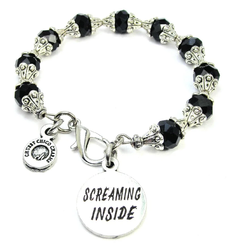 Screaming Inside Capped Crystal Bracelet