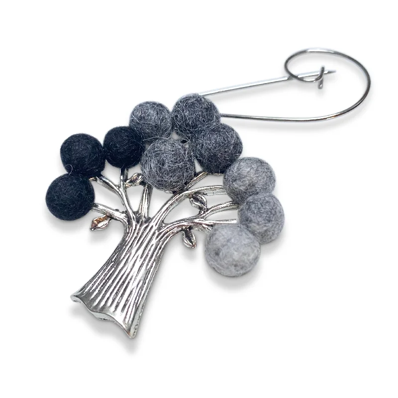 Tree of Life Brooch Black Greys