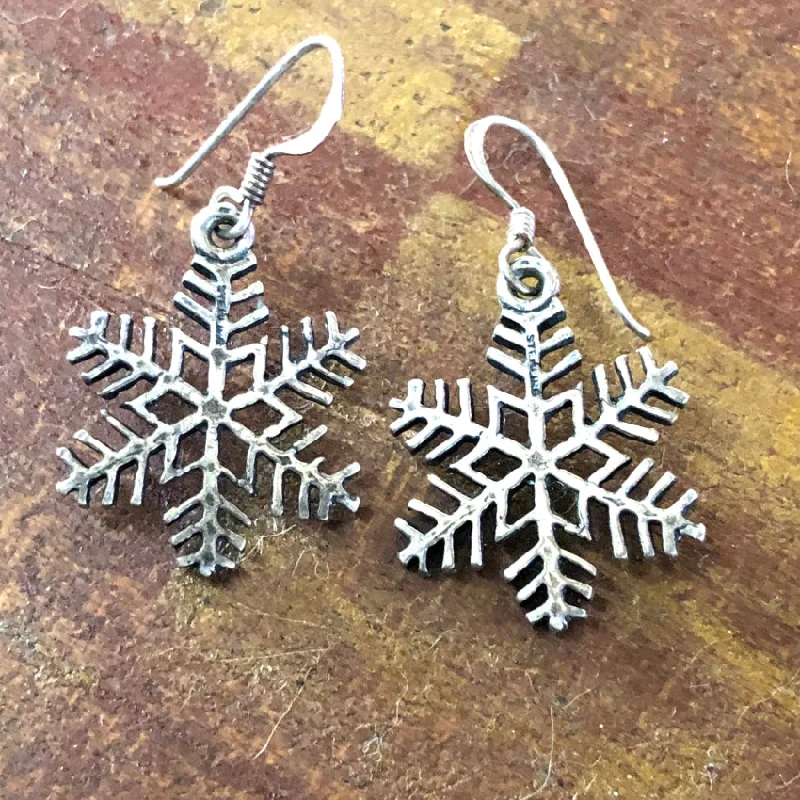 Sterling Silver Snowflake Pierced Earrings