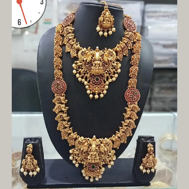 Manisha Jewellery Gold Plated Temple Double Necklace Set