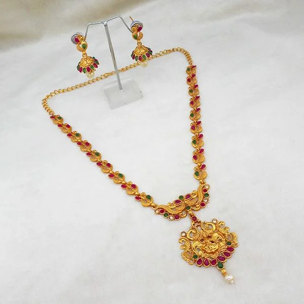 Kriaa Gold Plated Pota Stones Long Necklace Set