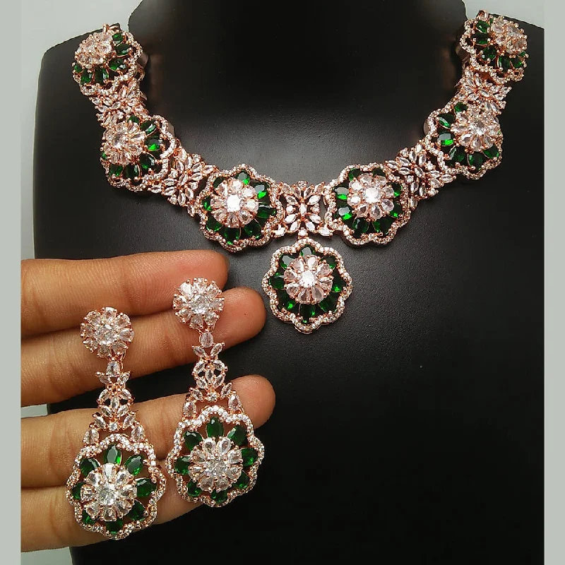 Manisha Jewellery Rose Gold Plated AD Necklace Set