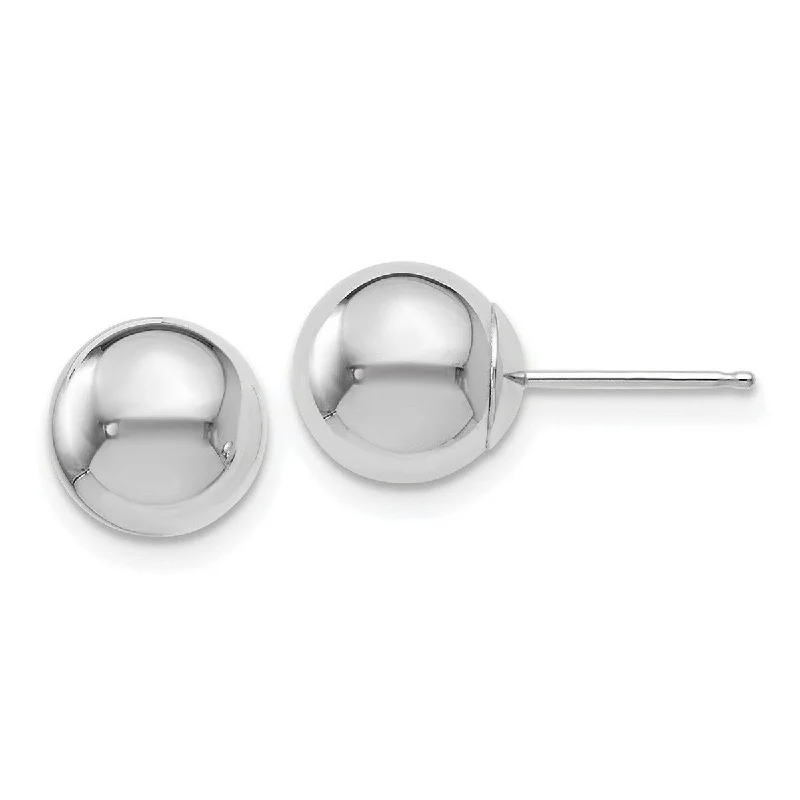 Curata 14k White Gold Polished 8mm Ball Post Earrings