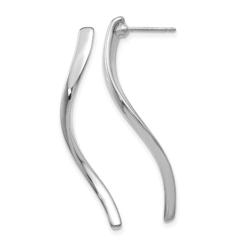 Curata 14k White Gold Polished Long Curled Post Earrings - 39x3mm