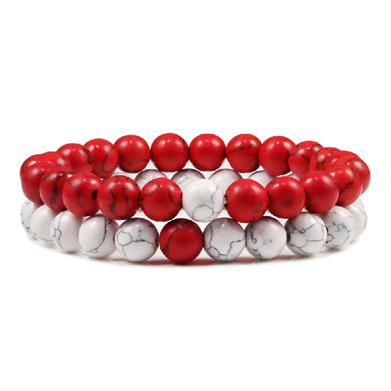 San Bernandino Stackable Beaded Bracelets, Red / White