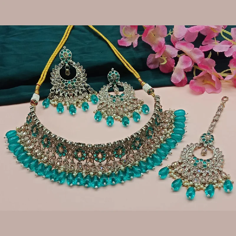 India Art Gold Plated Crystal Stone Necklace Set