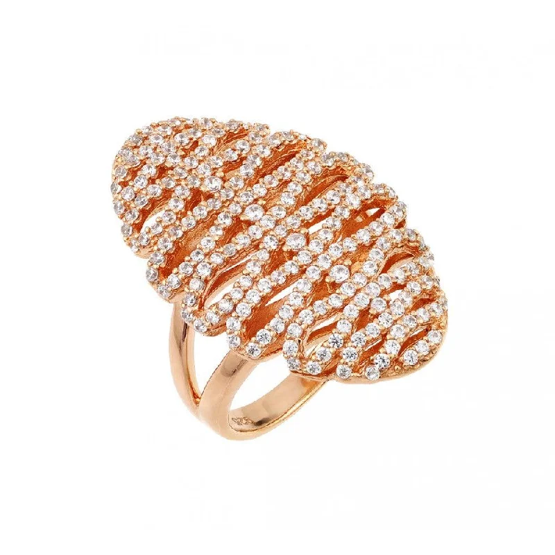 Silver 925 Rose Gold Plated Zig Zag Ring - GMR00024RGP