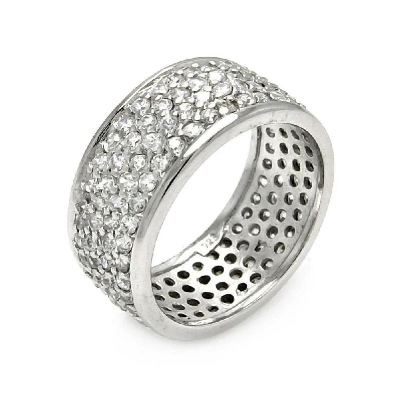 Silver 925 Rhodium Plated Pave Set CZ Ring - STR00256