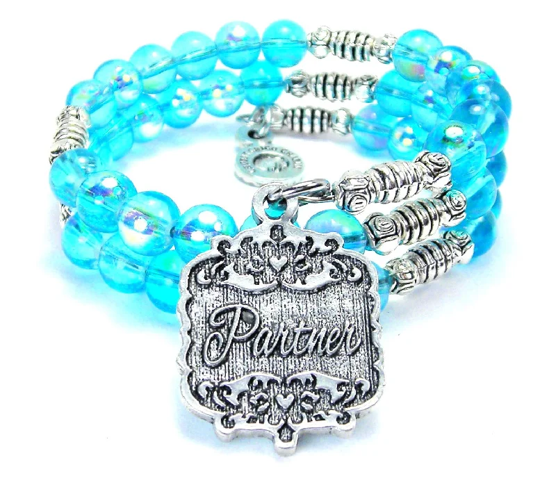 Partner Victorian Scroll Sea Siren Ocean Glass Wrap Bracelet