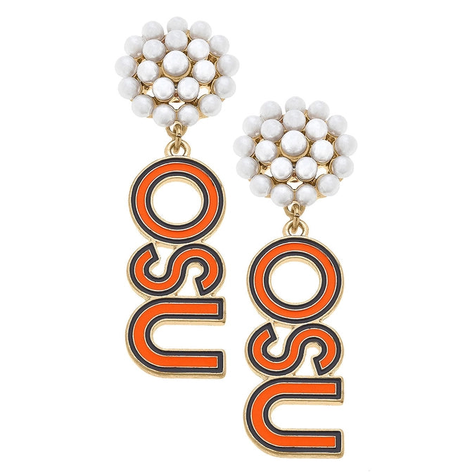 OSU Outline Enamel Drop Earring