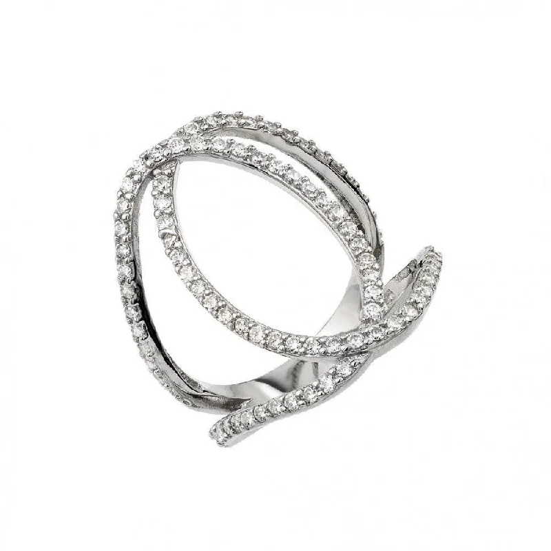 Silver 925 Rhodium Plated Interlace Ring - BGR00927