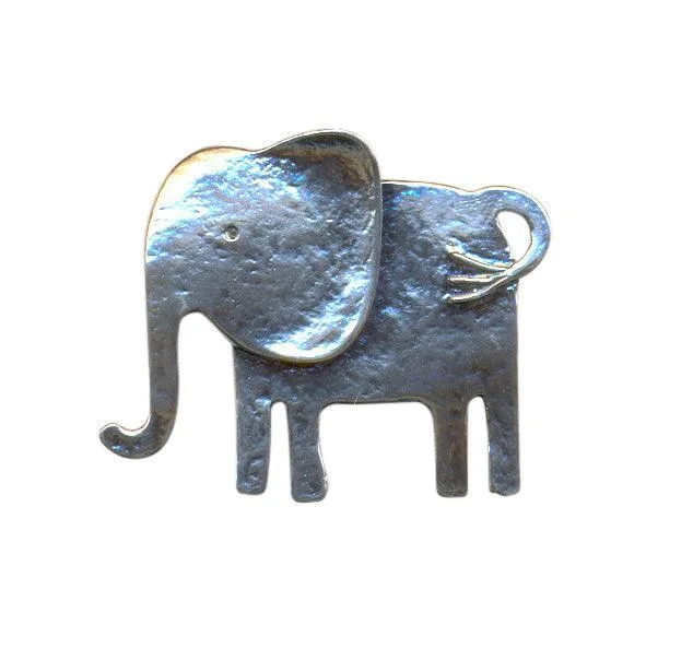 Silver Textured Elephant Brooch