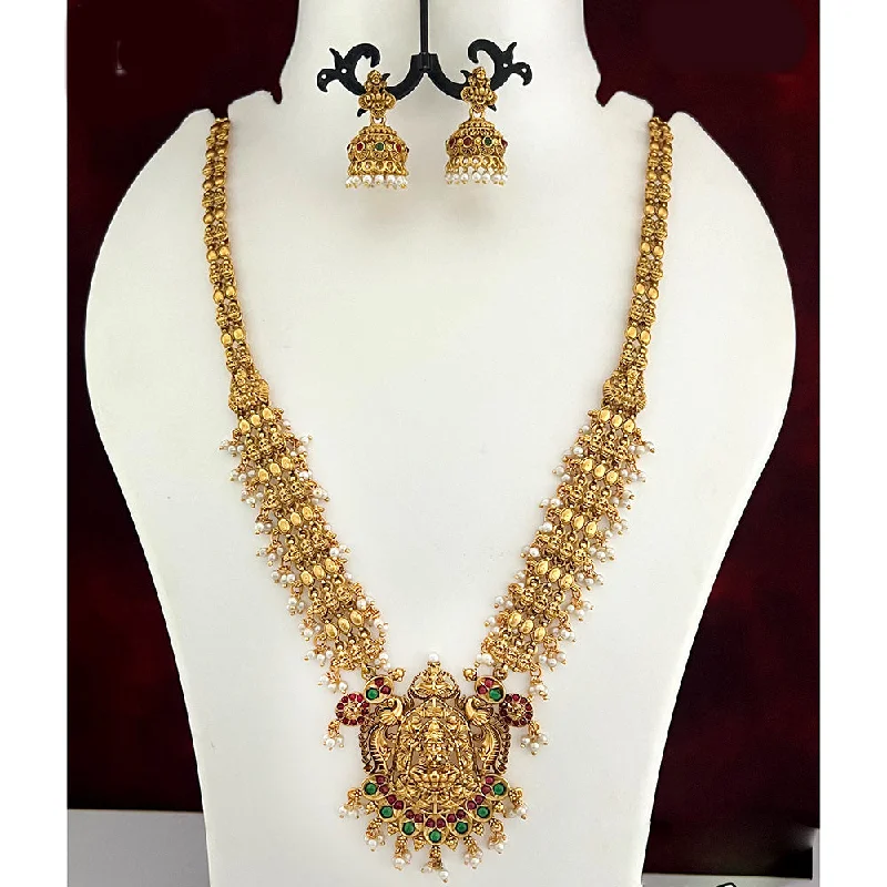 Diksha Collection Gold Plated Temple Long Necklace Set