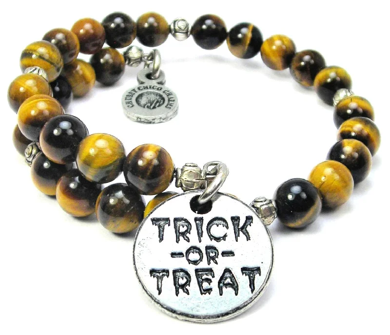 Trick Or Treat Tiger's Eye Glass Beaded Wrap Bracelet