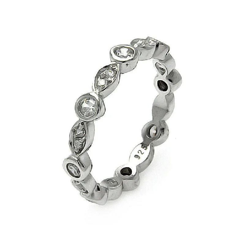 Silver 925 Rhodium Plated CZ Stackable Eternity Ring - STR00181