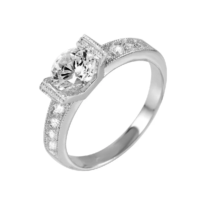 Silver 925 Rhodium Plated CZ Ring - BGR00953