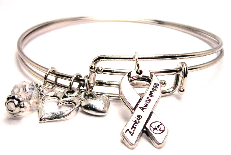 Zombie Awareness Ribbon Expandable Bangle Bracelet Set