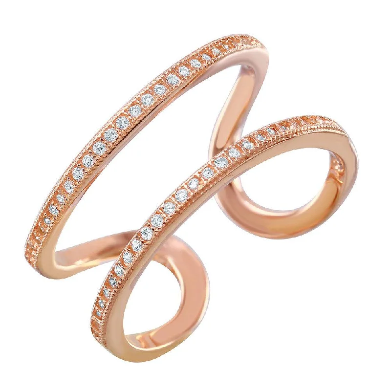 Silver 925 Rose Gold Plated Entangling Ring - STR01022RGP