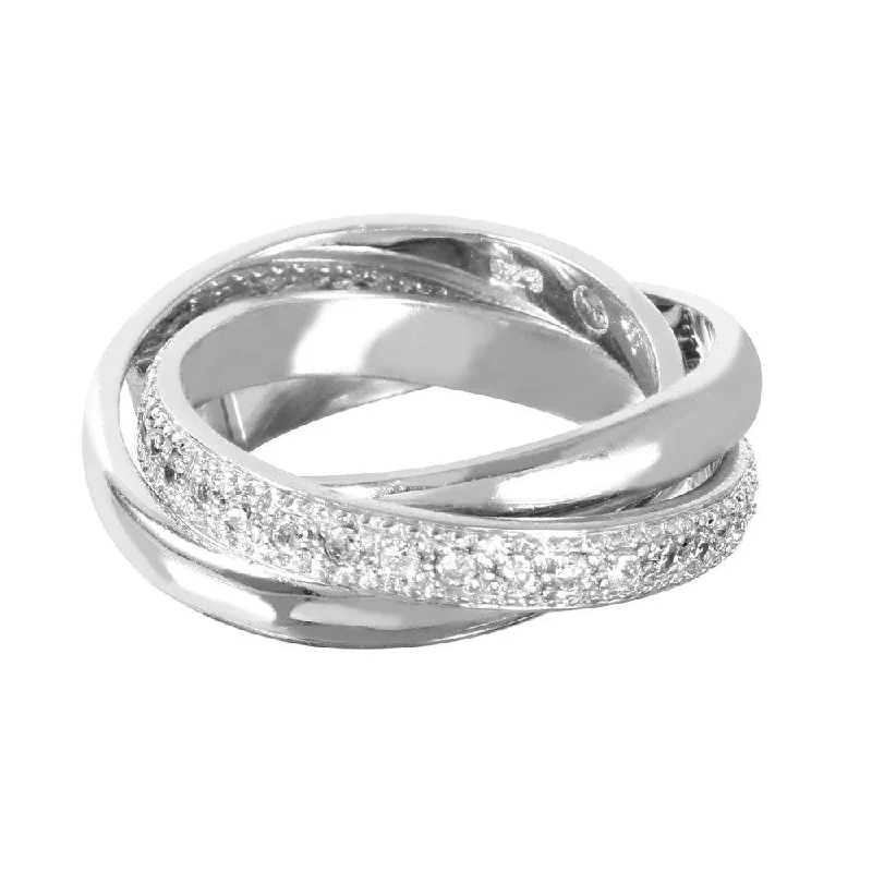 Clearance-Silver 925 Rhodium Plated CZ Movable Ring - STR00127