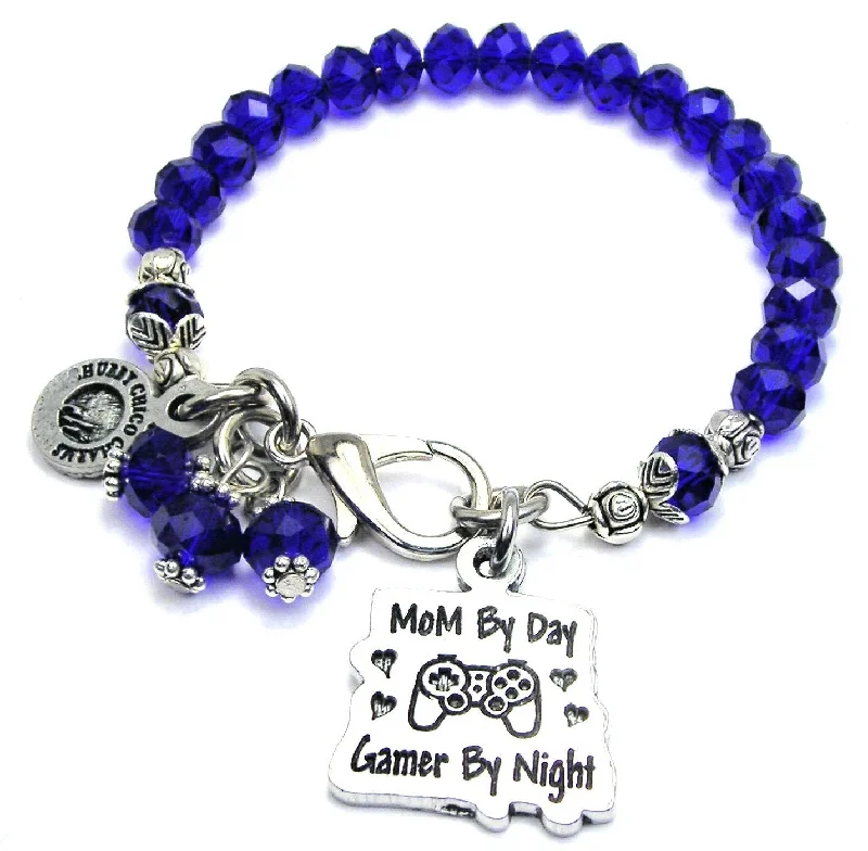 Mom By Day Gamer By Night Splash Of Color Crystal Bracelet