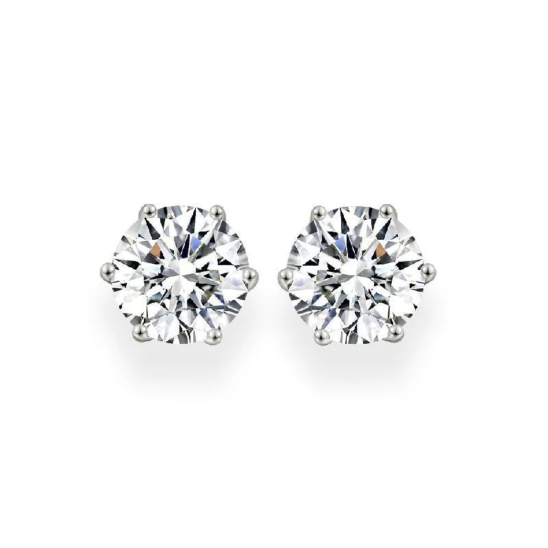 Diamond Crystalline 6 Prong Studs 6 Carat