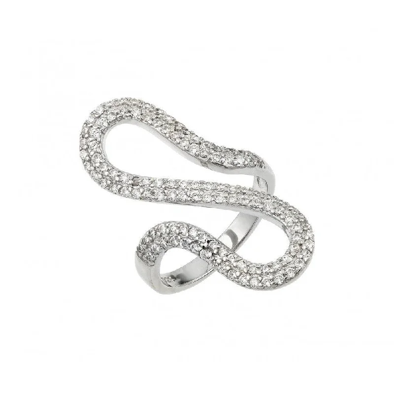 Silver 925 Rhodium Plated Wiggly Ring - BGR00925