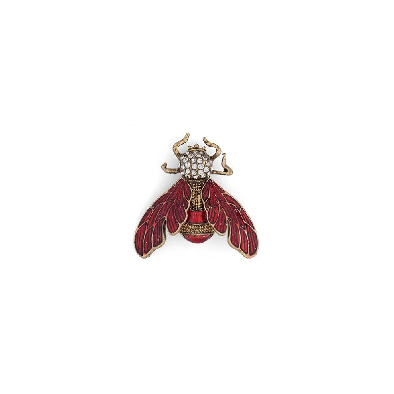 Dark Red Bee Designer Brooch