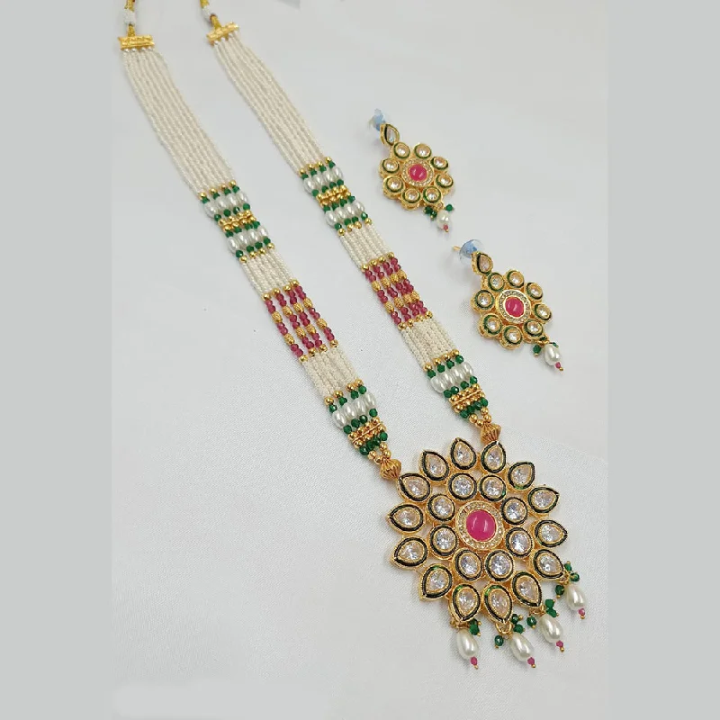 Padmawati Bangles Gold Plated Crystal Stone And Pearl Necklace Set